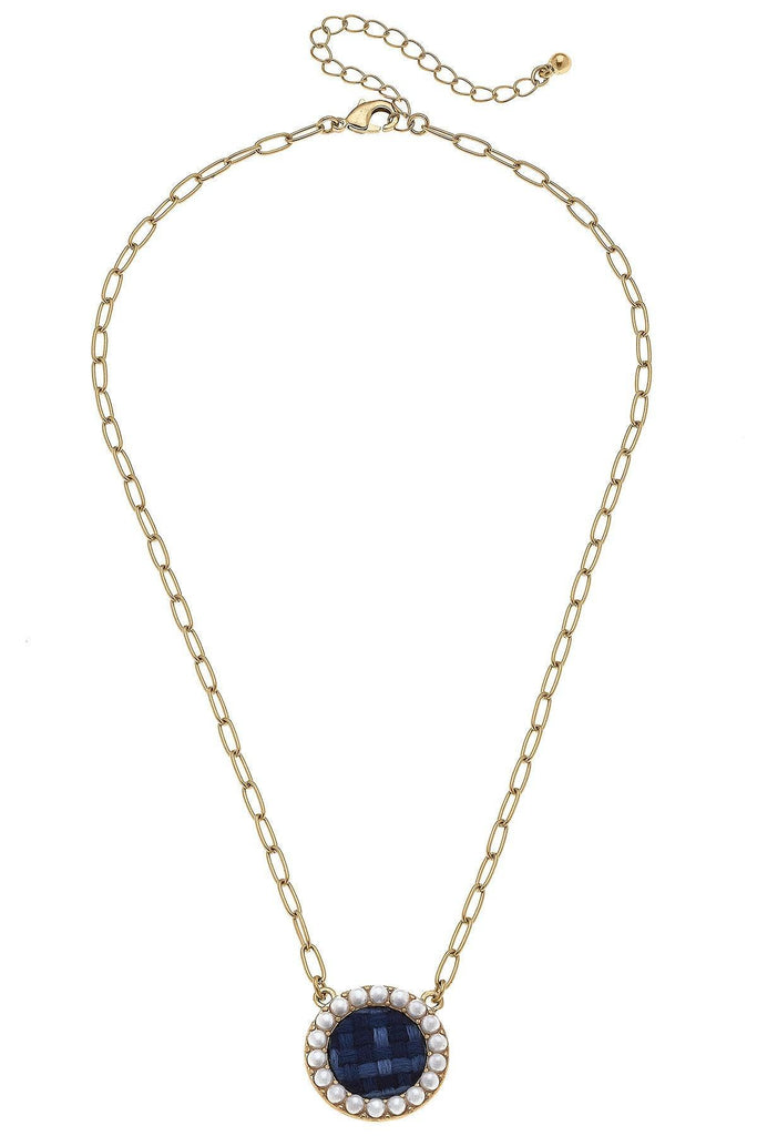 Serena Delicate Tweed Necklace in Navy - Canvas Style