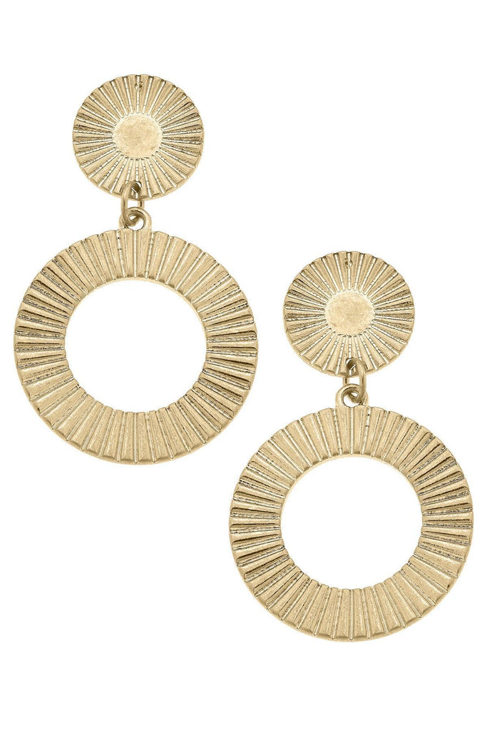 Sienna Fluted Metal Statement Earrings in Worn Gold - Canvas Style