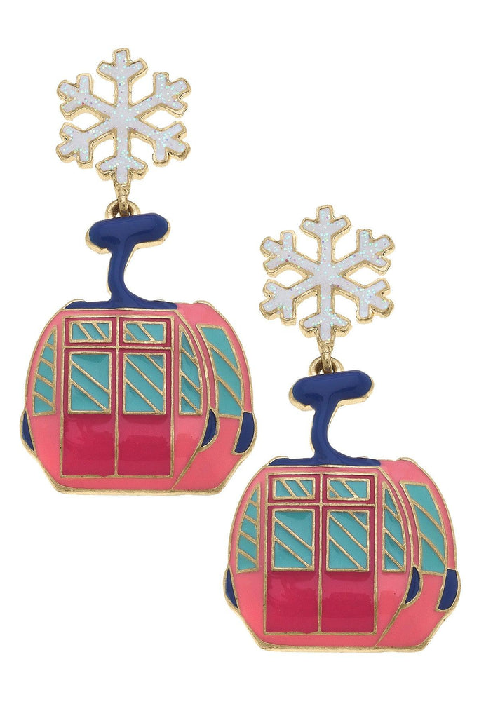 Snowflake Drop Gondola Enamel Earrings - Canvas Style