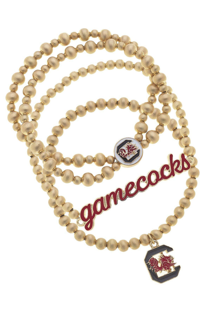 South Carolina Gamecocks Ball Bead Stretch Bracelet Stack - Canvas Style