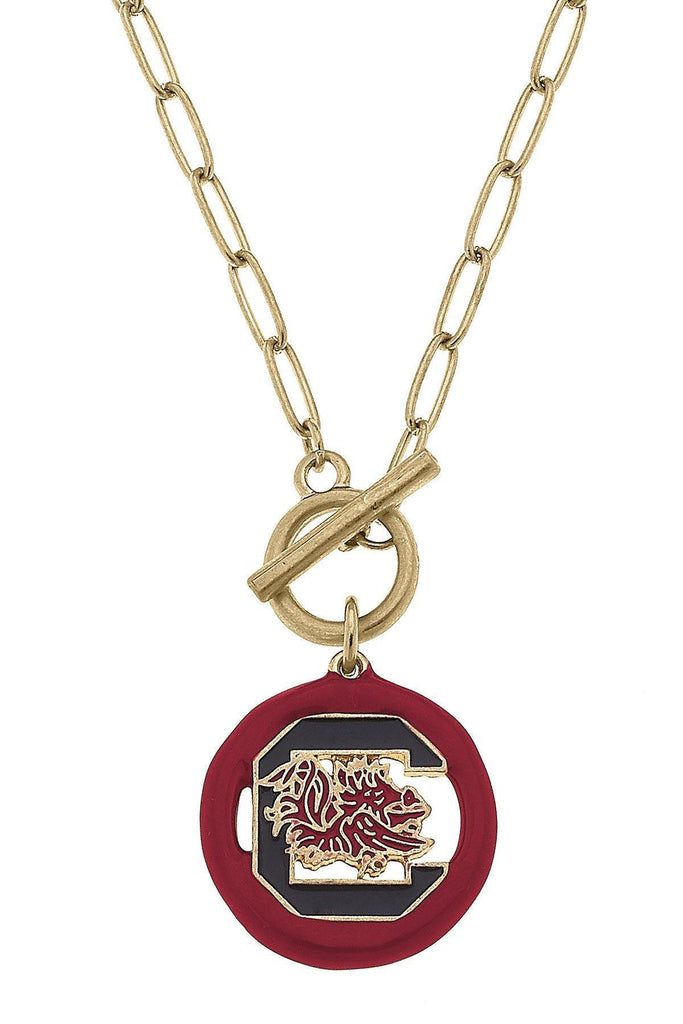 South Carolina Gamecocks Logo Enamel T-Bar 16" Necklace - Canvas Style