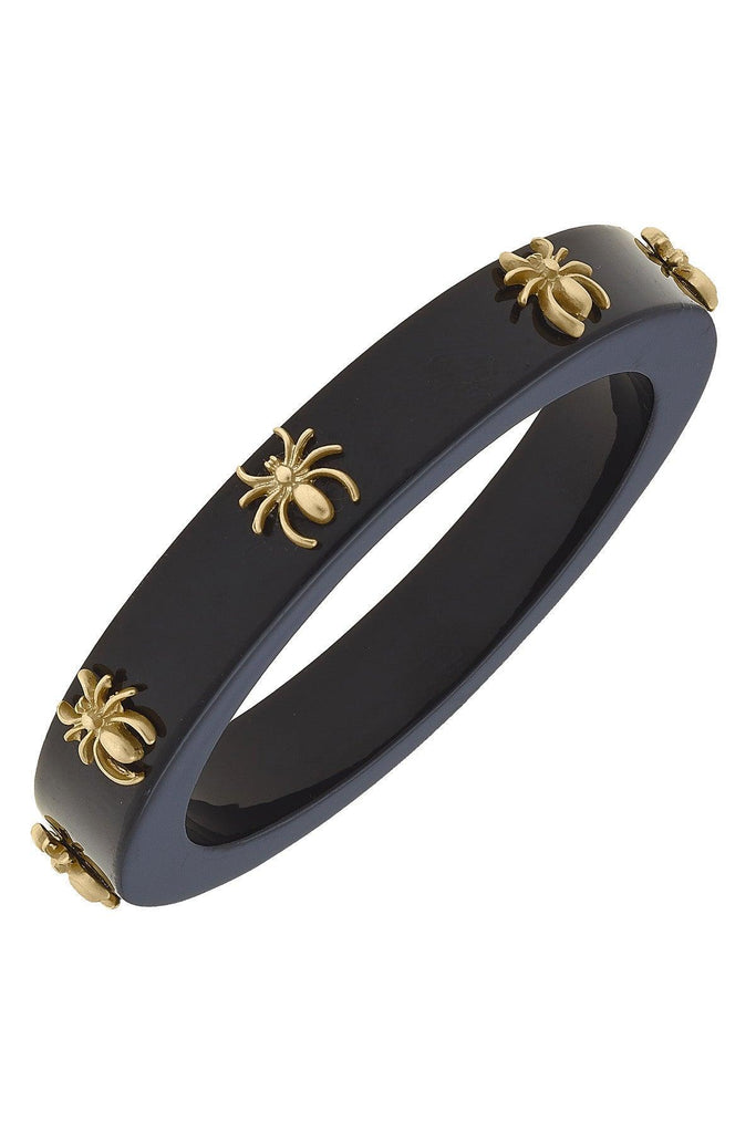 Spider Resin Bangle in Black - Canvas Style