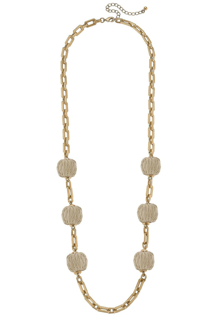 St. Barts Raffia Chain Link Necklace in Natural - Canvas Style