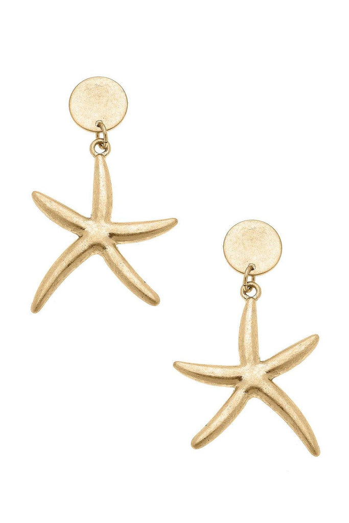 Starfish Statement Earrings in Worn Gold - Canvas Style