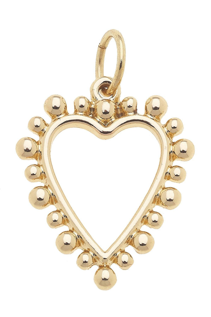 Studded Heart Charm in Shiny Gold - Canvas Style