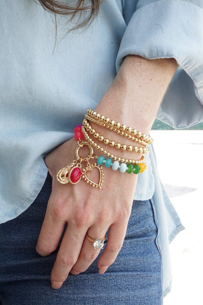 Studded Heart Charm in Shiny Gold - Canvas Style