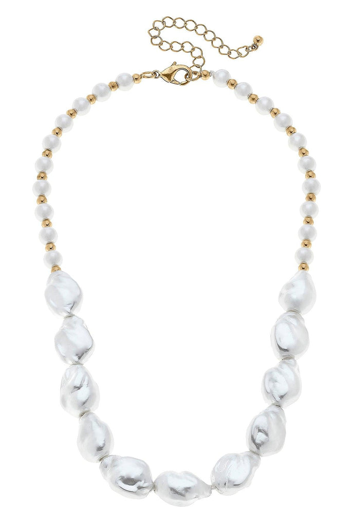 Summer Baroque Pearl & Seed Bead Necklace in Ivory - Canvas Style