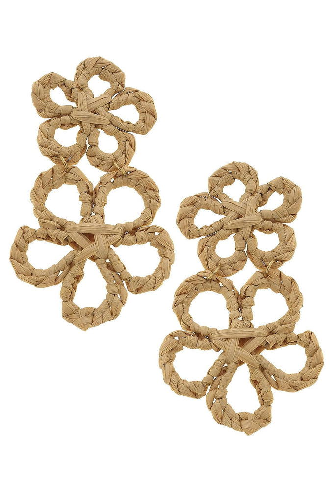 Tahiti Raffia Statement Earrings in Natural - Canvas Style