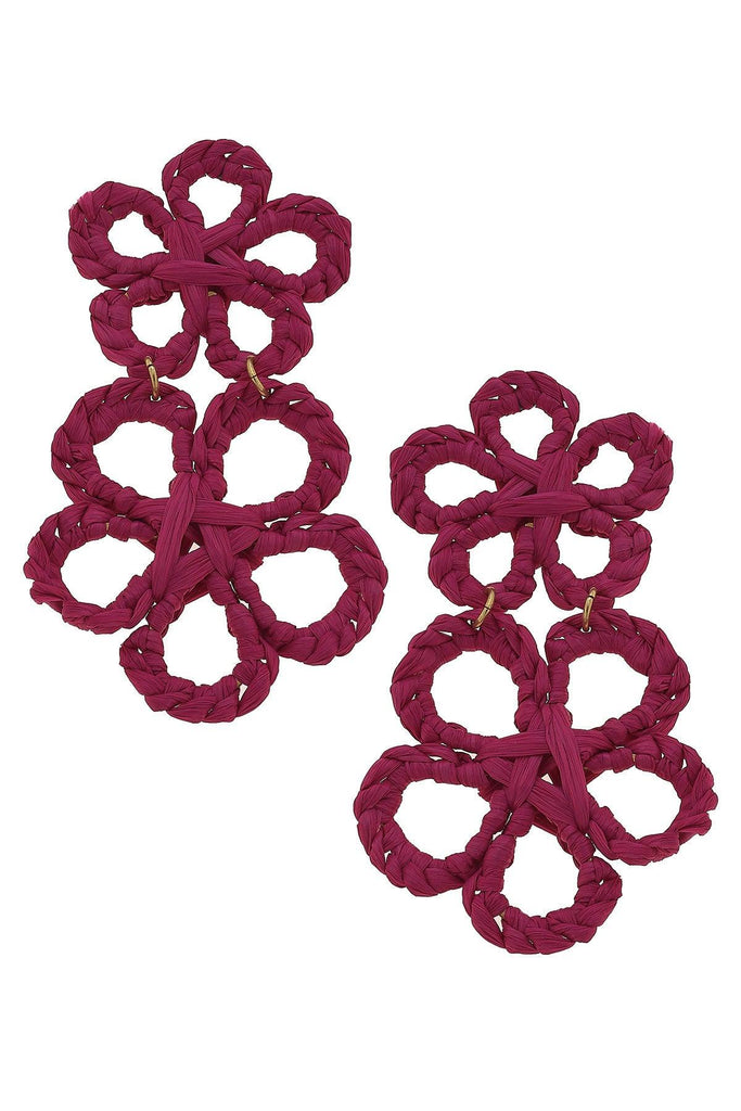 Tahiti Raffia Statement Earrings in Pink - Canvas Style