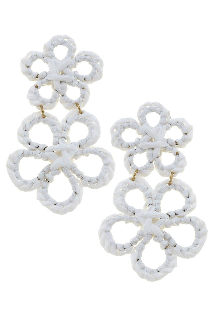 Tahiti Raffia Statement Earrings in White - Canvas Style