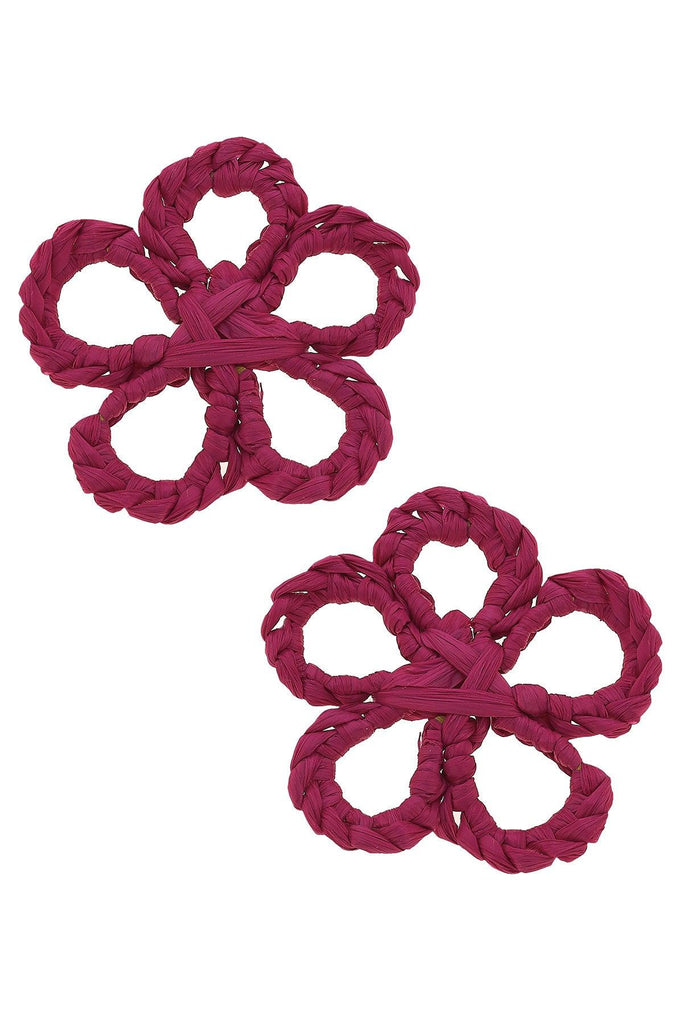 Tahiti Raffia Stud Earrings in Pink - Canvas Style