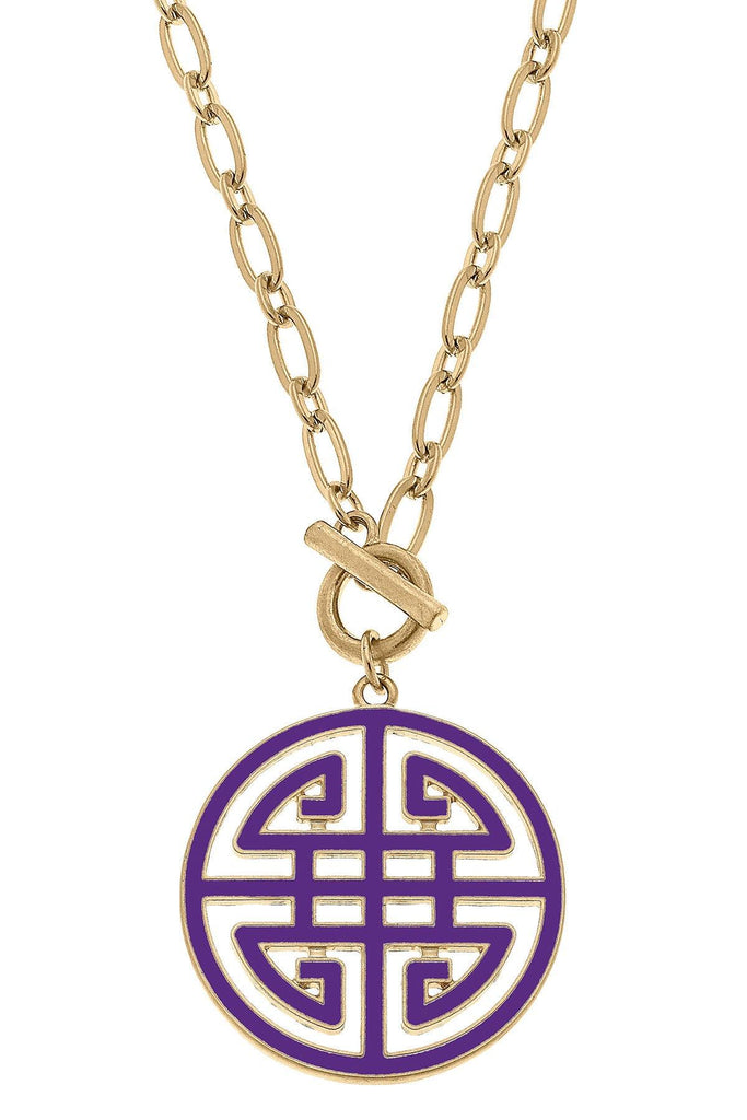 Tara Game Day Greek Keys Enamel Pendant Necklace in Purple - Canvas Style