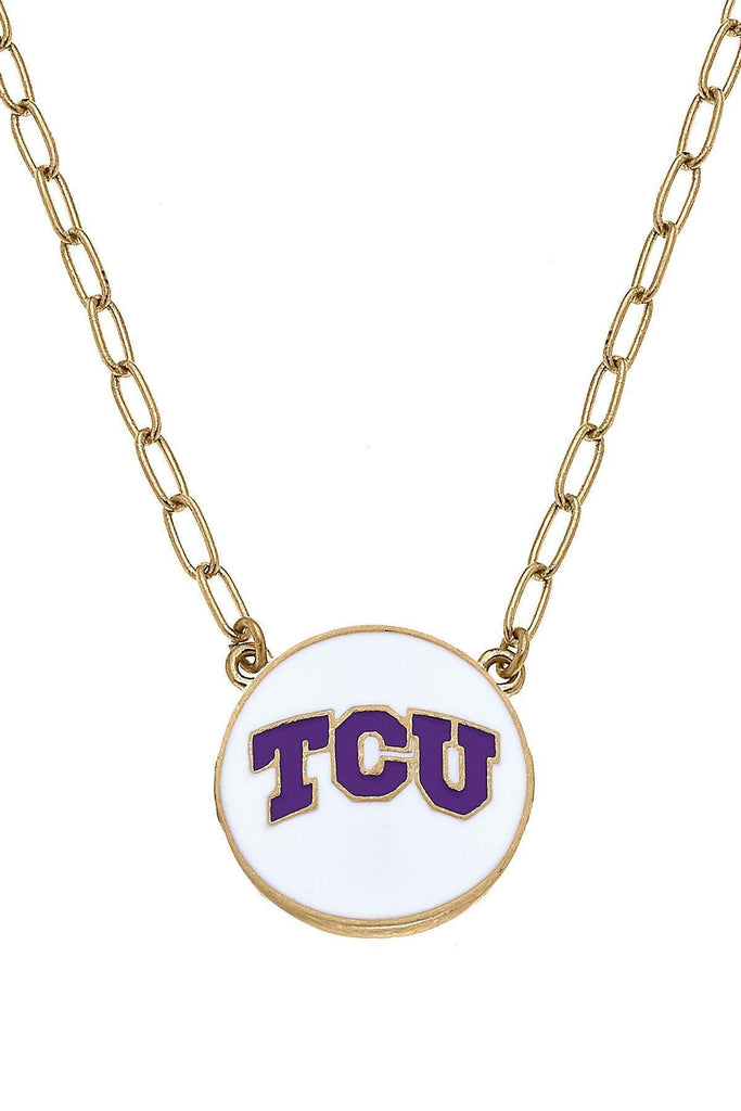 TCU Horned Frogs Enamel Disc Pendant Necklace - FINAL SALE - Canvas Style