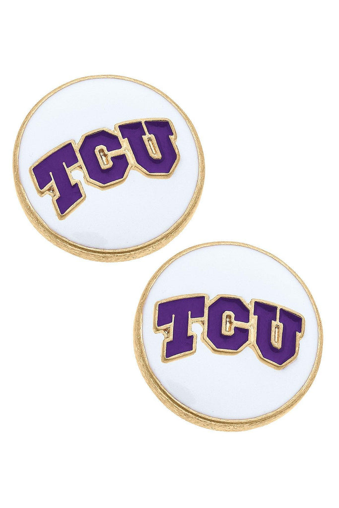 TCU Horned Frogs Enamel Disc Stud Earrings - FINAL SALE - Canvas Style