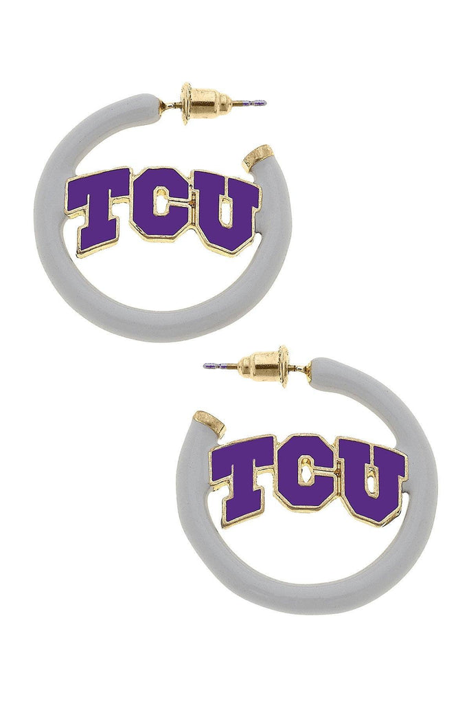 TCU Horned Frogs Enamel Logo Earrings - Canvas Style