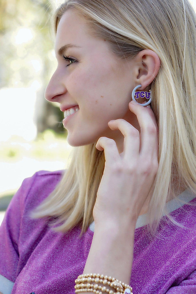 TCU Horned Frogs Enamel Logo Earrings - Canvas Style