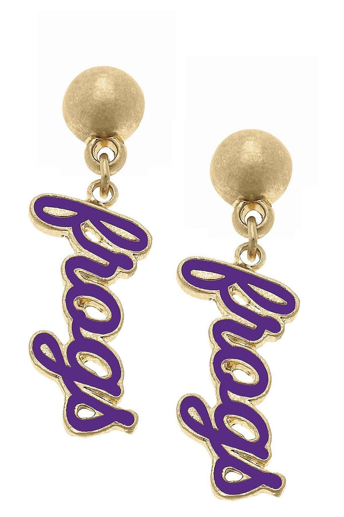 TCU Horned Frogs Enamel Script Earrings - Canvas Style