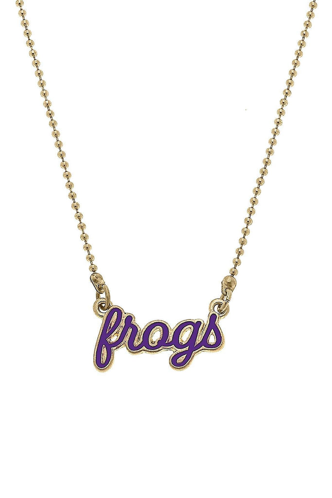 TCU Horned Frogs Enamel Script Necklace - Canvas Style