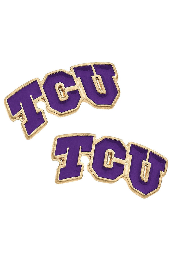 TCU Horned Frogs Enamel Stud Earrings - Canvas Style