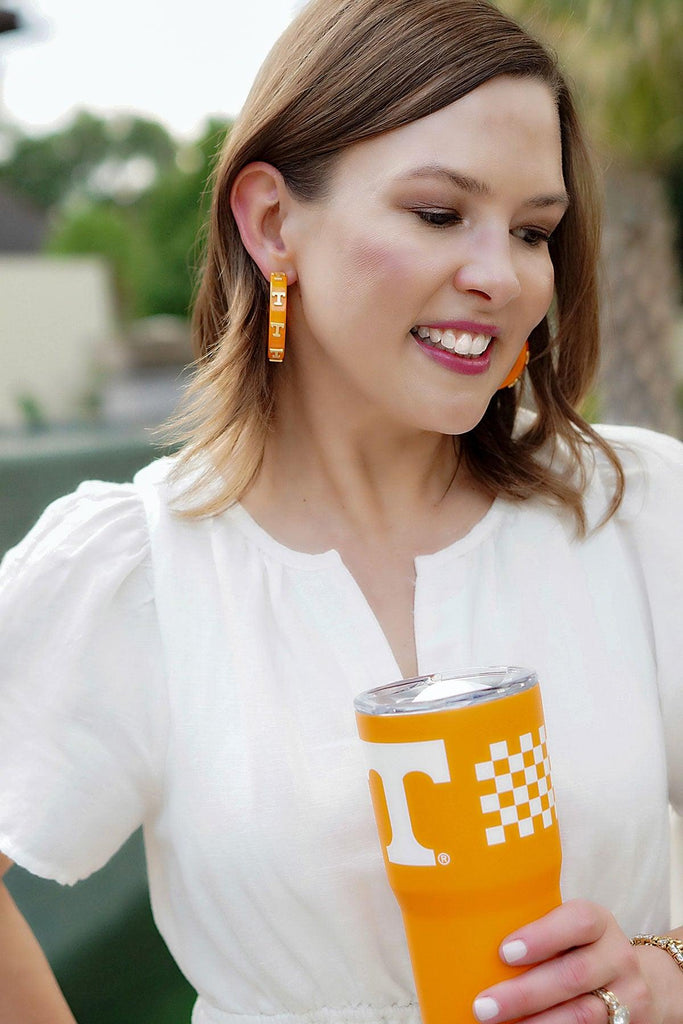 Tennessee Volunteers Resin Logo Hoop Earrings - Canvas Style