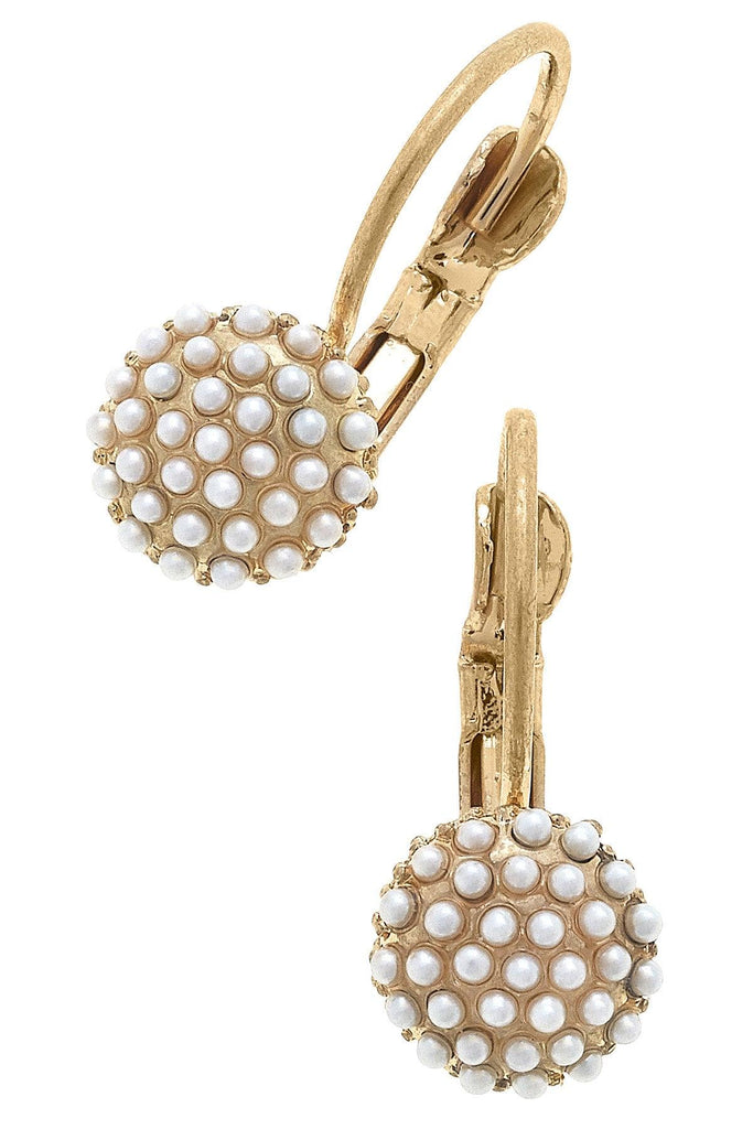 Tessa Pearl-Studded Drop Earrings in Ivory - Canvas Style