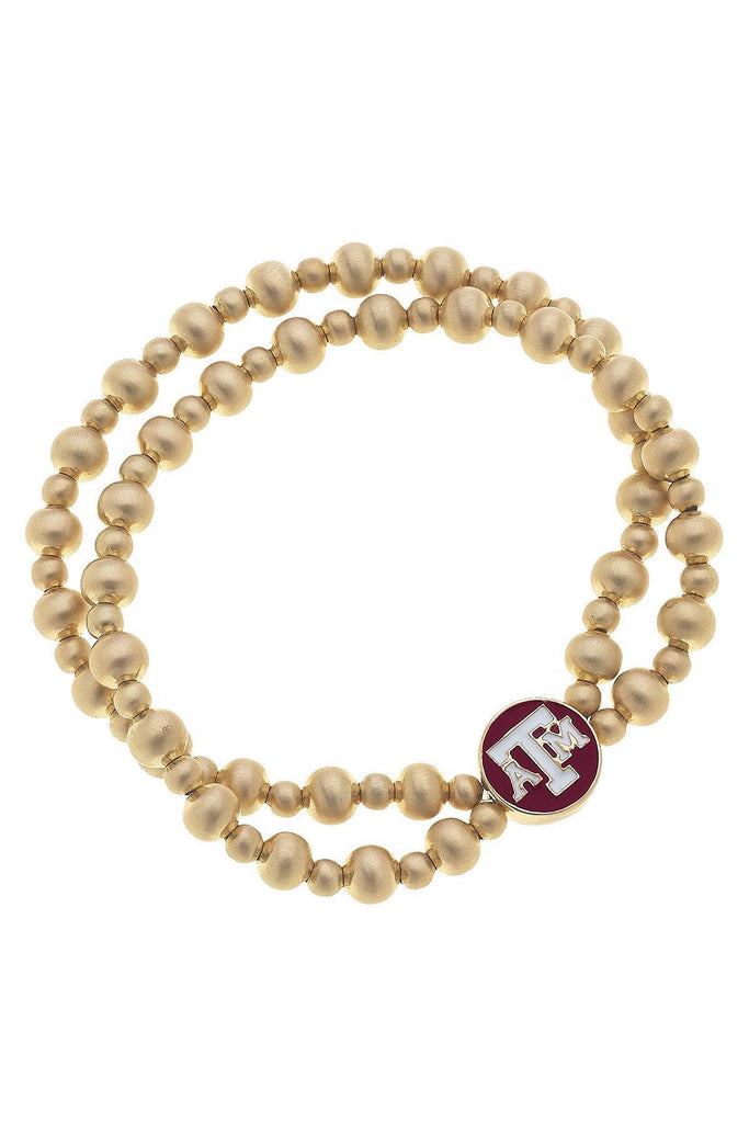 Texas A&M Aggies 2-Row Ball Bead Stretch Bracelet - Canvas Style