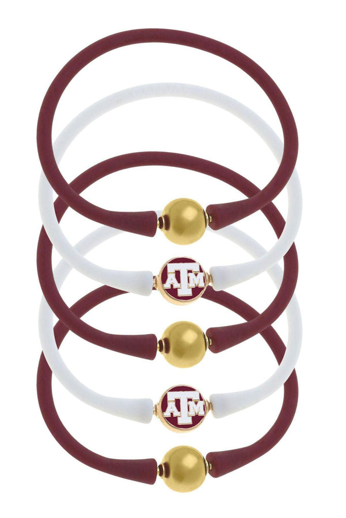 Texas A&M Aggies 24K Gold Plated Bali Bracelet Stack (Set of 5) - Canvas Style