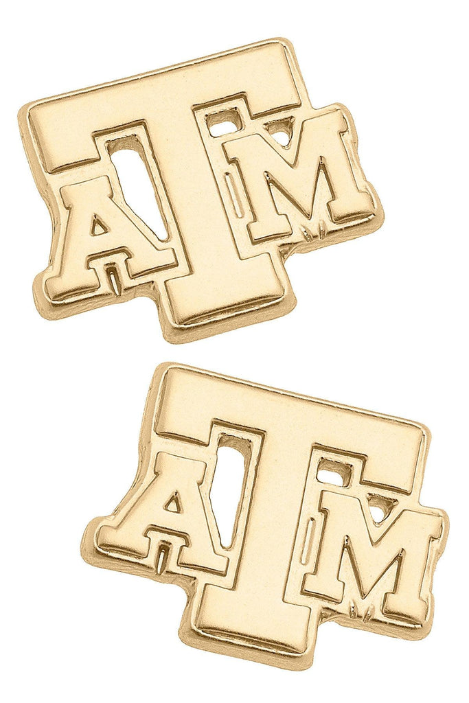 Texas A&M Aggies 24K Gold Plated Stud Earrings - Canvas Style