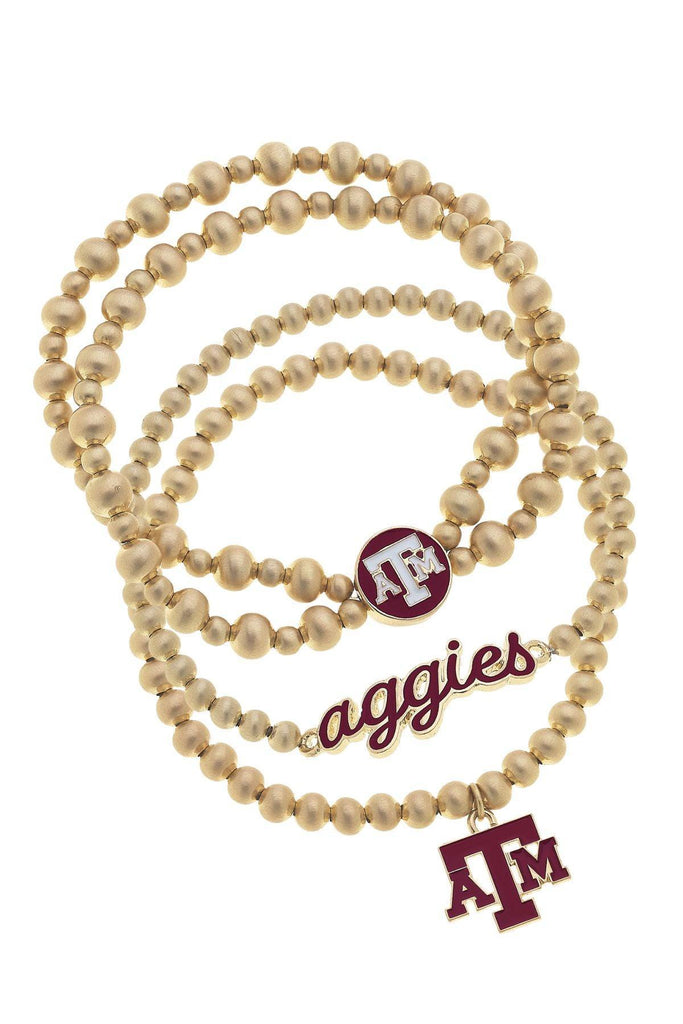 Texas A&M Aggies Ball Bead Stretch Bracelet Stack - Canvas Style