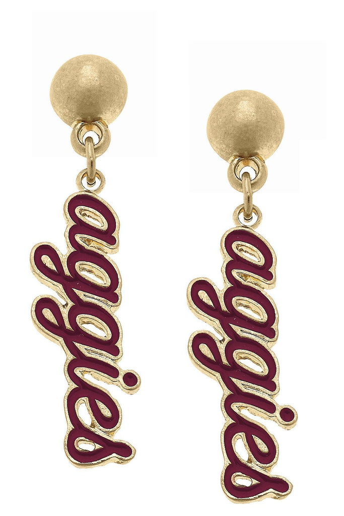 Texas A&M Aggies Enamel Script Earrings - Canvas Style