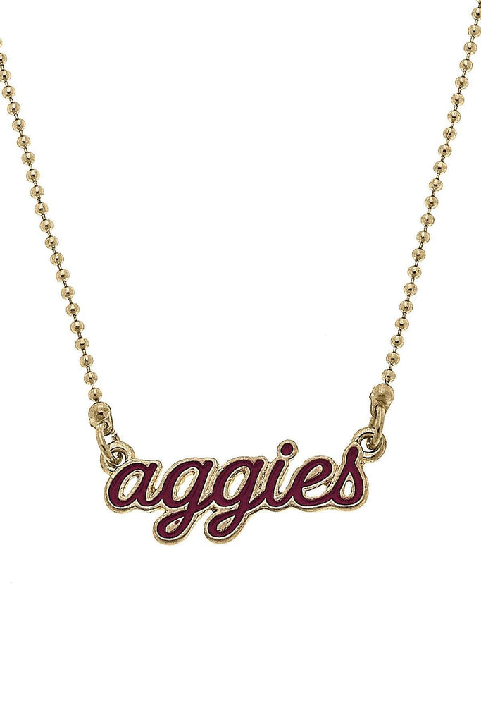 Texas A&M Aggies Enamel Script Necklace - Canvas Style