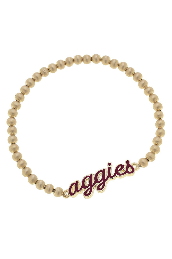 Texas A&M Aggies Enamel Script Stretch Bracelet - Canvas Style