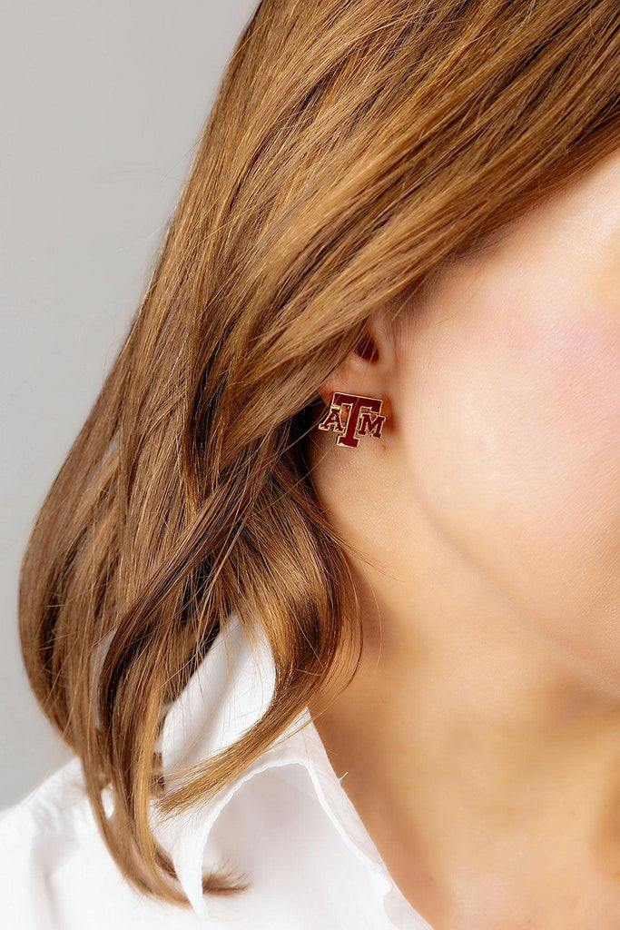 Texas A&M Aggies Enamel Stud Earrings - Canvas Style