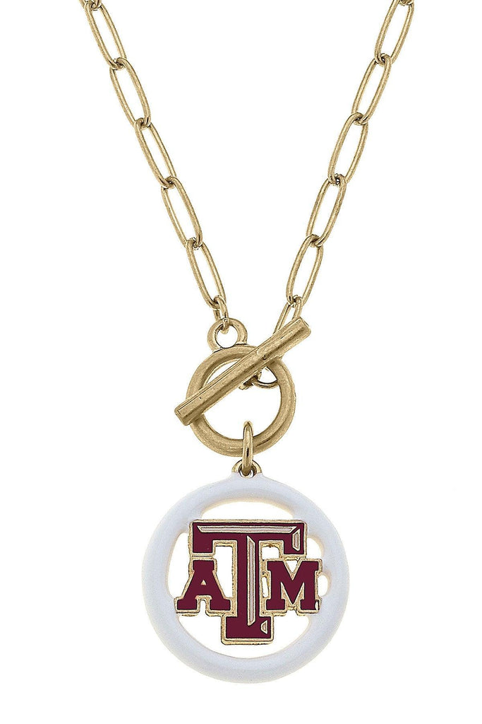 Texas A&M Aggies Logo Enamel T-Bar 16" Necklace - Canvas Style