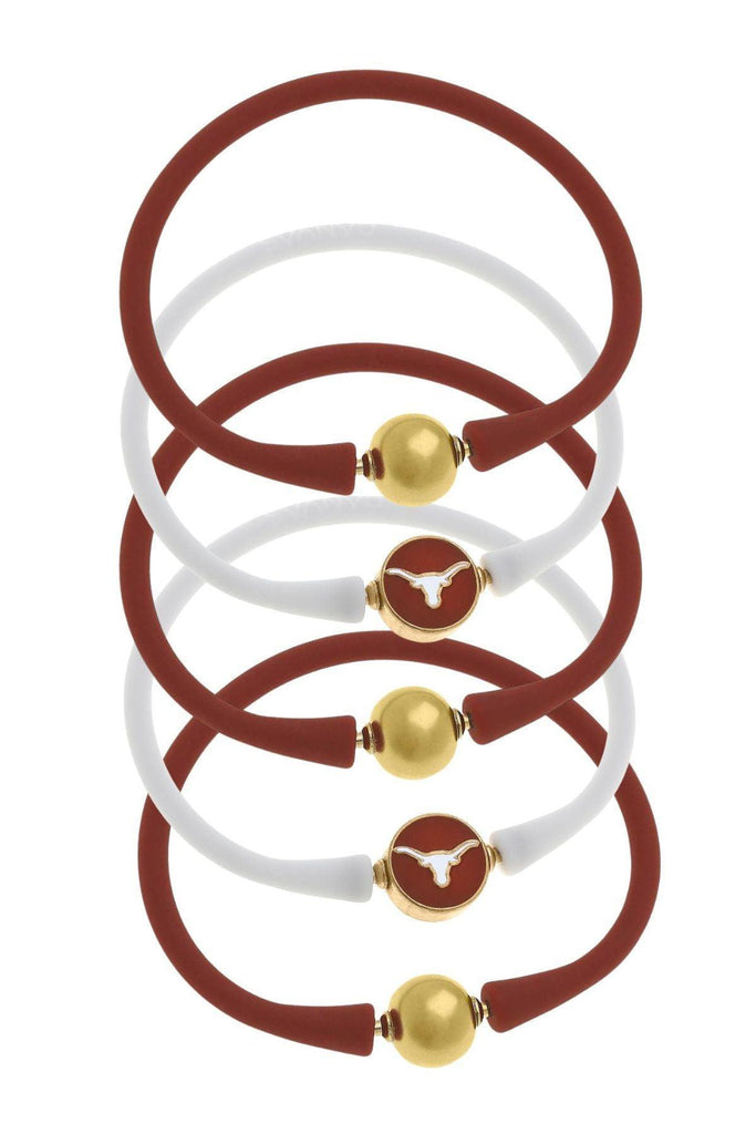 Texas Longhorns 24K Gold Plated Bali Bracelet Stack (Set of 5) - Canvas Style