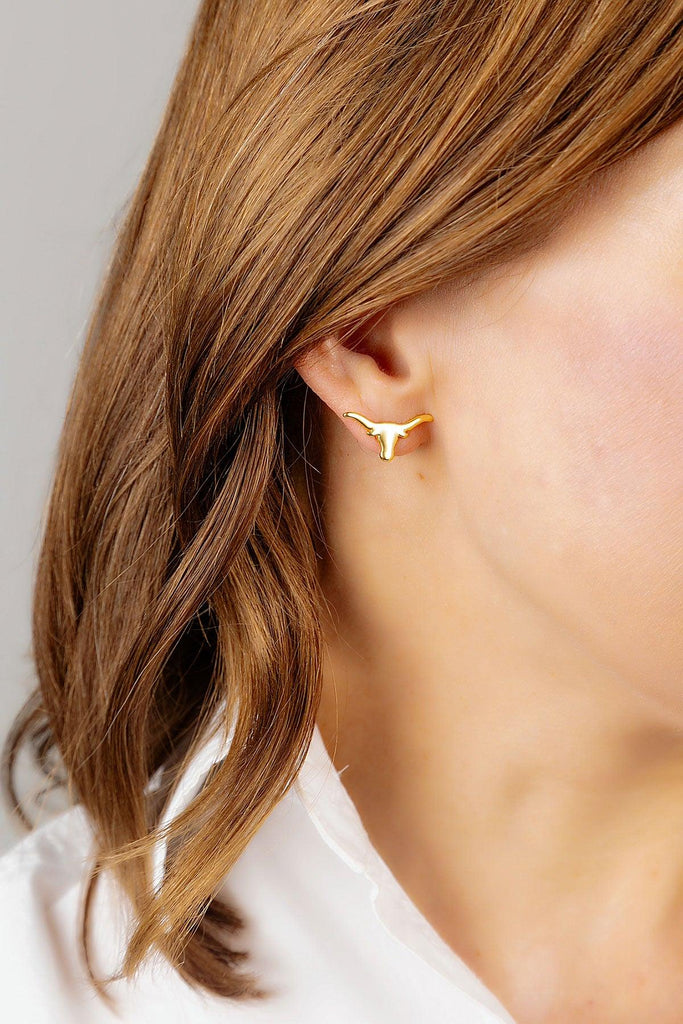 Texas Longhorns 24K Gold Plated Stud Earrings - Canvas Style
