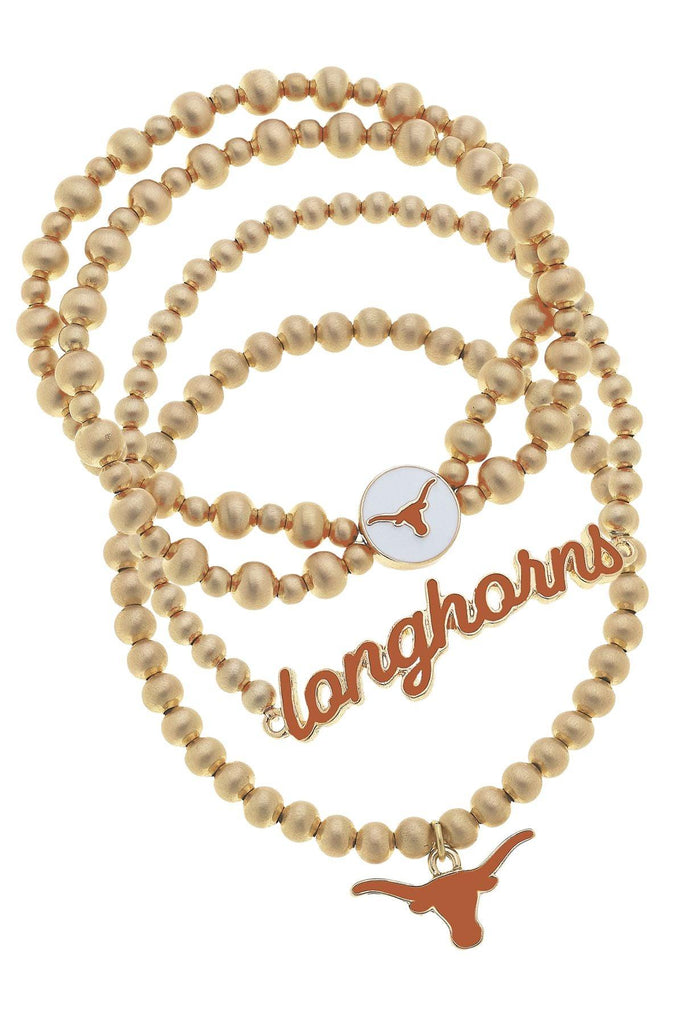 Texas Longhorns Ball Bead Stretch Bracelet Stack - Canvas Style