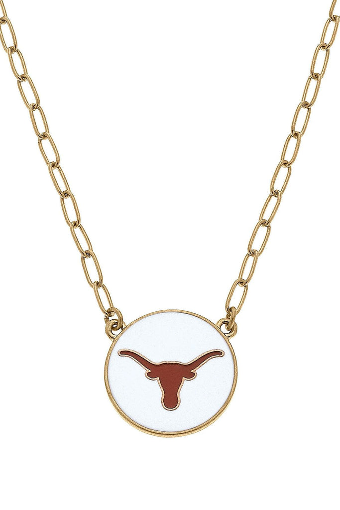 Texas Longhorns Enamel Disc Pendant Necklace - Canvas Style