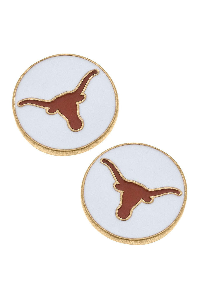 Texas Longhorns Enamel Disc Stud Earrings - Canvas Style