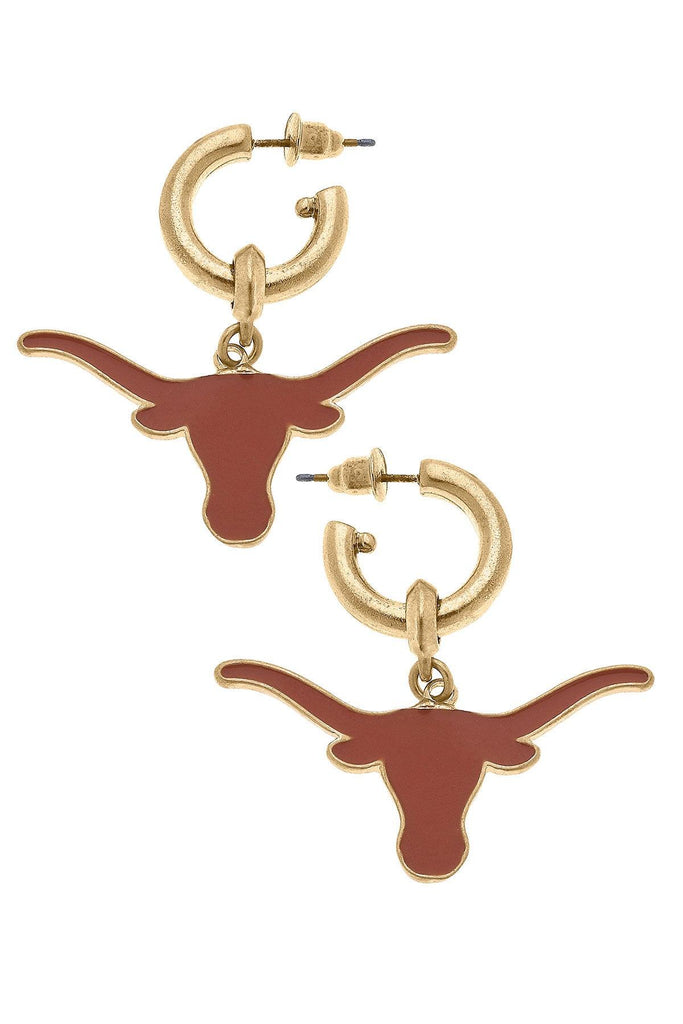 Texas Longhorns Enamel Drop Hoop Earrings - Canvas Style