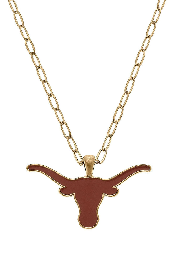 Texas Longhorns Enamel Pendant Necklace - Canvas Style