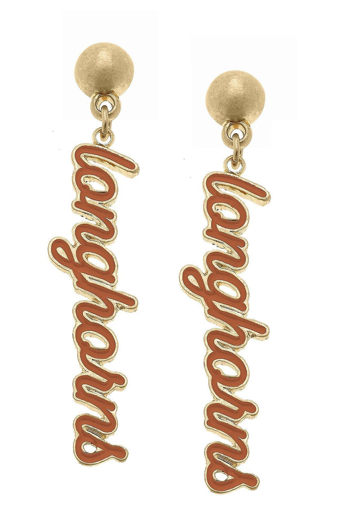 Texas Longhorns Enamel Script Earrings - Canvas Style