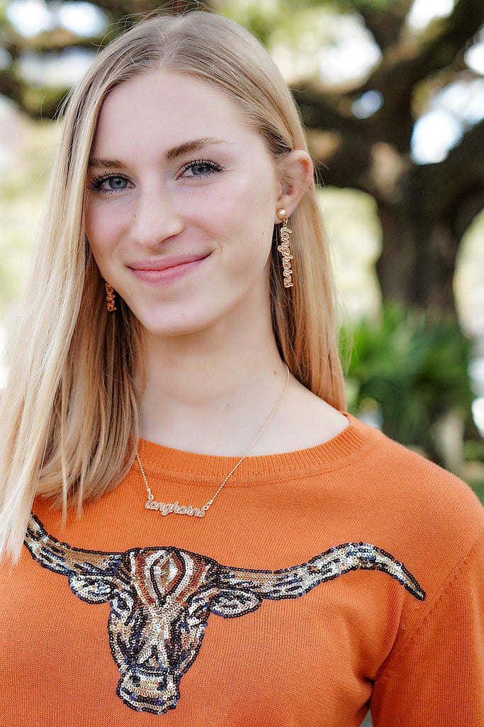 Texas Longhorns Enamel Script Earrings - Canvas Style