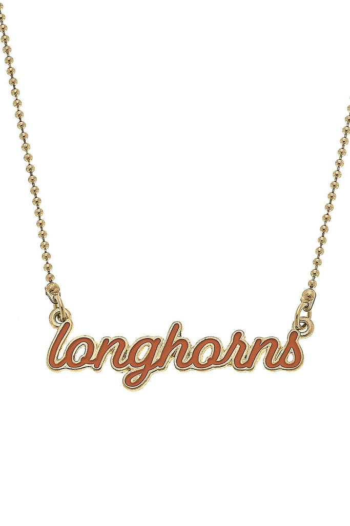 Texas Longhorns Enamel Script Necklace - Canvas Style