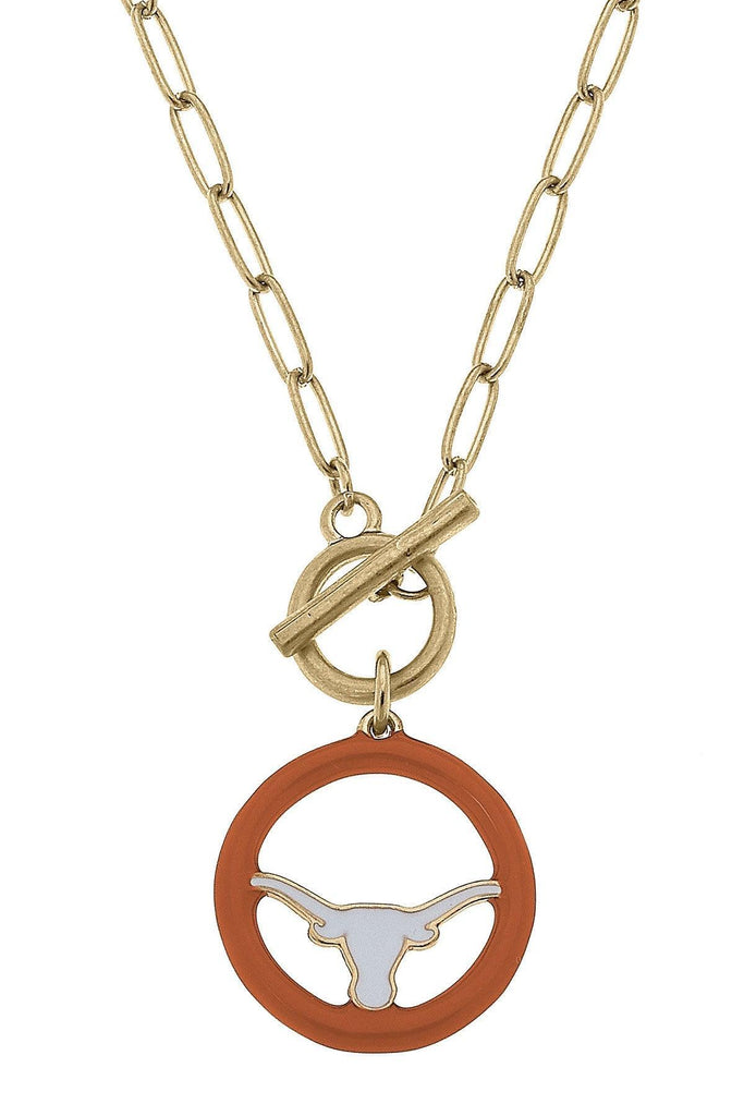 Texas Longhorns Logo Enamel T-Bar 16" Necklace - Canvas Style