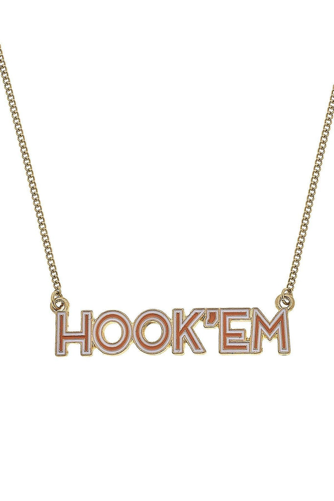 Texas Longhorns Outline Enamel Necklace - Canvas Style