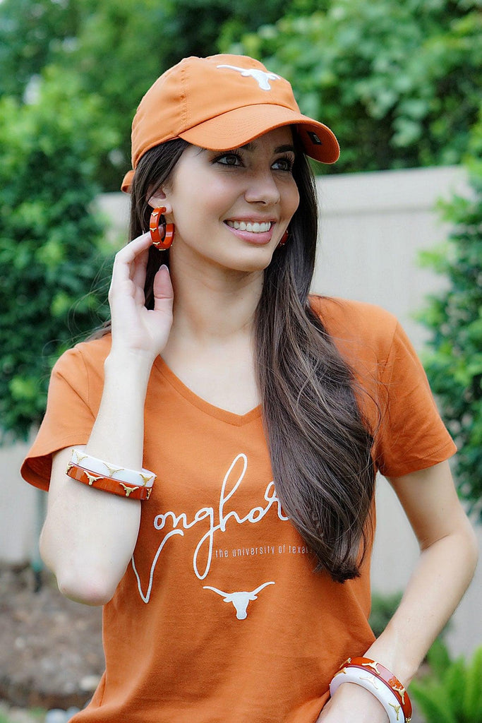 Texas Longhorns Resin Logo Hoop Earrings - Canvas Style