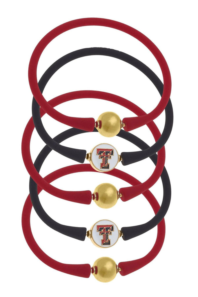 Texas Tech Red Raiders 24K Gold Plated Bali Bracelet Stack (Set of 5) - Canvas Style
