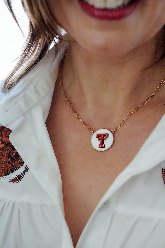 Texas Tech Red Raiders Enamel Disc Pendant Necklace - FINAL SALE - Canvas Style