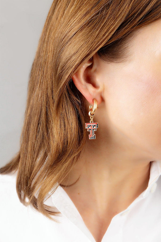 Texas Tech Red Raiders Enamel Drop Hoop Earrings - Canvas Style